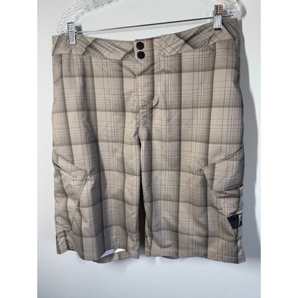 Fox Mens Shorts Size 38 Tan Plaid Cargo Tech Boardshorts MTB Skate Gorpcore